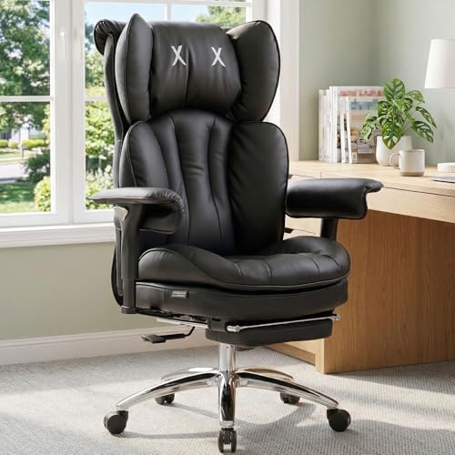 EFOMAO Big & Tall Desk Chair, Wide Executive Office Chair with Footrest Black